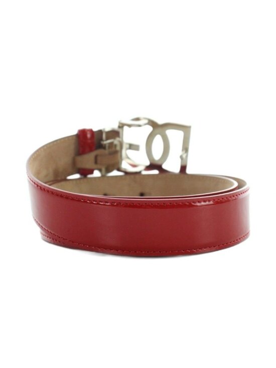 Dolce & Gabbana Belt Silver Enamel Leather DG Logo 85 cm main image 8